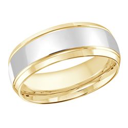 Classic 8mm slanted edges and grooves wedding ring