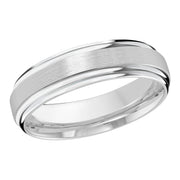 Striking double grooved edges with a high polish finish wedding band