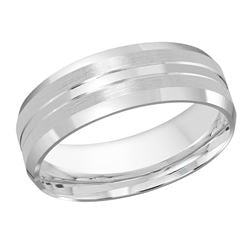 Two-toned Brushed and High Polished Combination Wedding Band