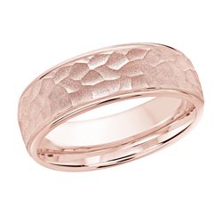 2-tone Hammered brush finish wedding band 7MM