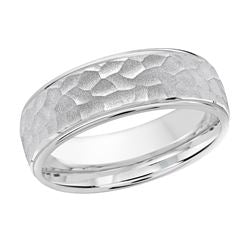 2-tone Hammered brush finish wedding band 7MM