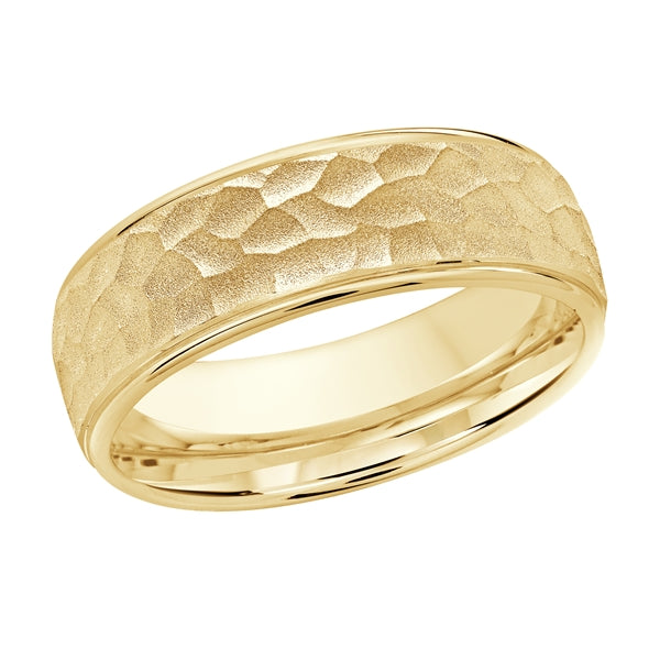 2-tone Hammered brush finish wedding band 7MM