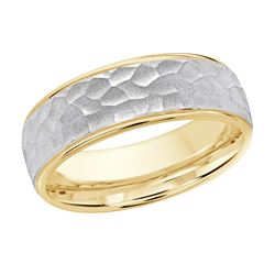 2-tone Hammered brush finish wedding band 7MM