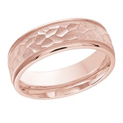 7MM Hammered Brush finish band accented with milgrain