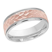 7MM Hammered Brush finish band accented with milgrain