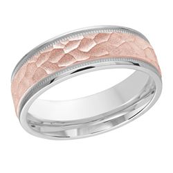 7MM Hammered Brush finish band accented with milgrain