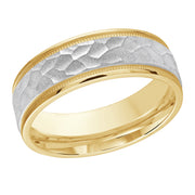 7MM Hammered Brush finish band accented with milgrain