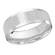 Slanted 8MM Brushed Finish w/ High Polish edges Wedding Band