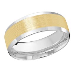 Slanted 8MM Brushed Finish w/ High Polish edges Wedding Band