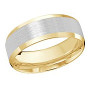 Slanted 8MM Brushed Finish w/ High Polish edges Wedding Band