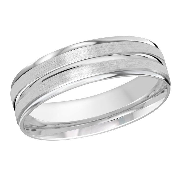 6MM Brushed Finished Lined Wedding Band