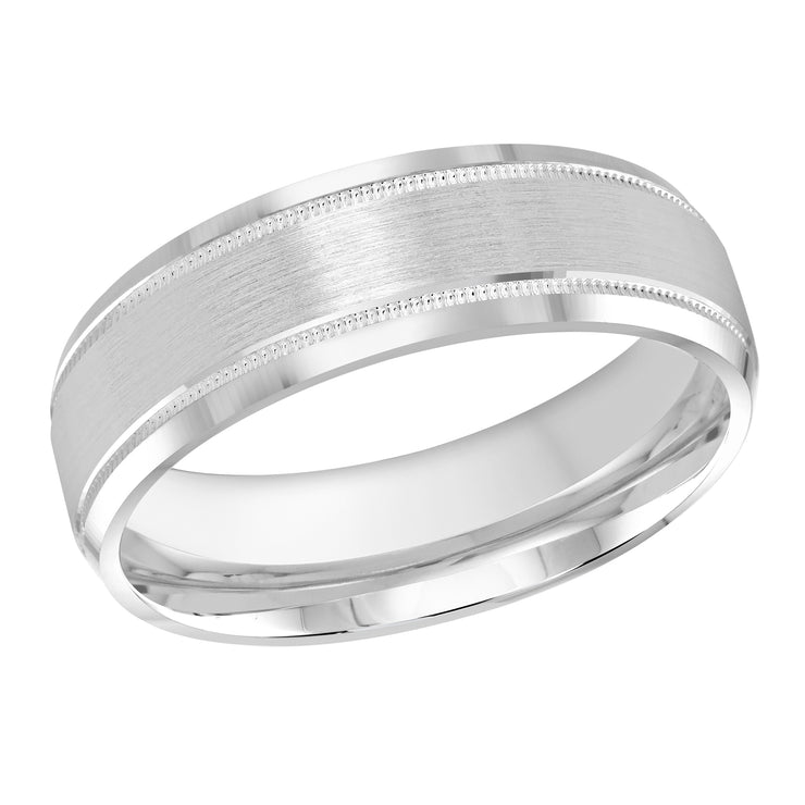 7MM Brush Finish Wedding Band Accented With Milgrain