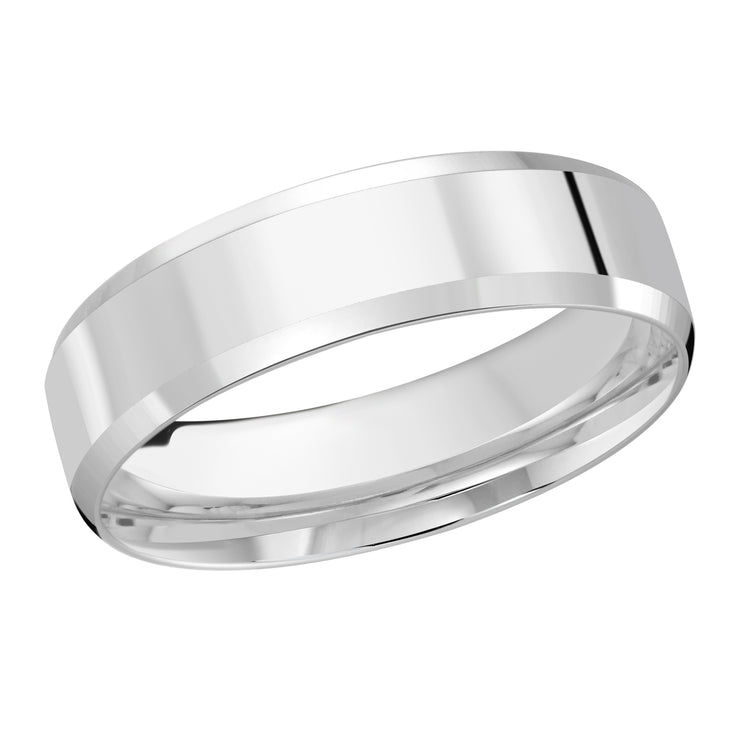 6MM Satin Finish With Slanted High Finish Edges Wedding Band
