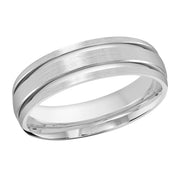 6MM Brush with Double Line Wedding Band