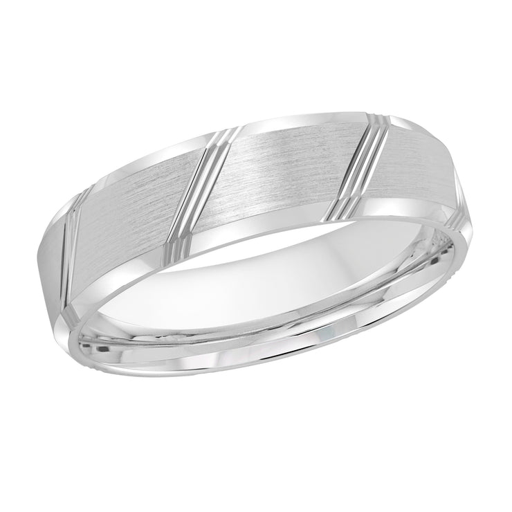 6MM Sophisticated Style Accented With Slanting Line Wedding Band
