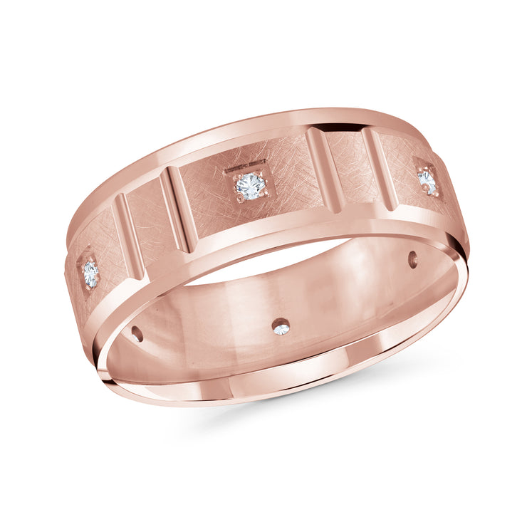 8MM Accented With Black Diamond Wedding Band