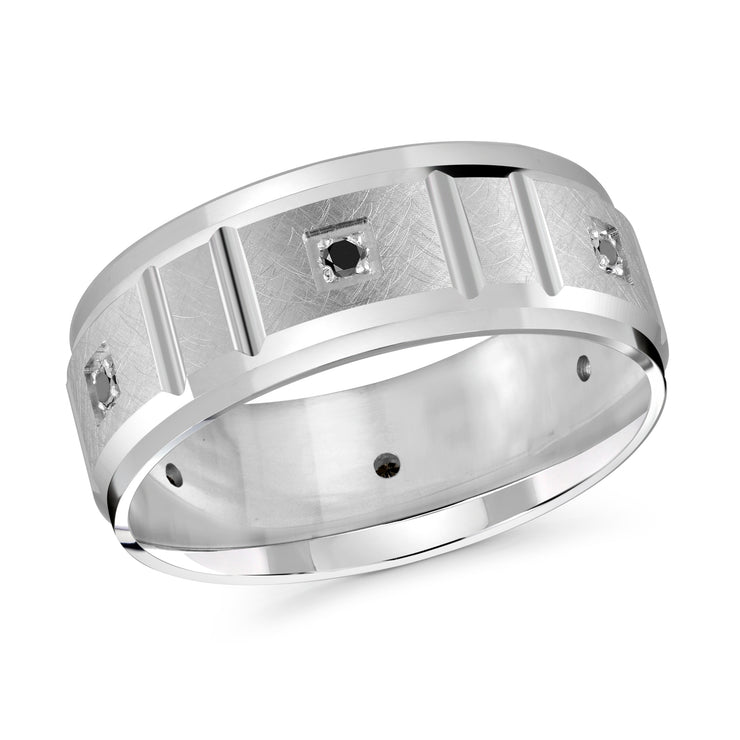 8MM Accented With Black Diamond Wedding Band