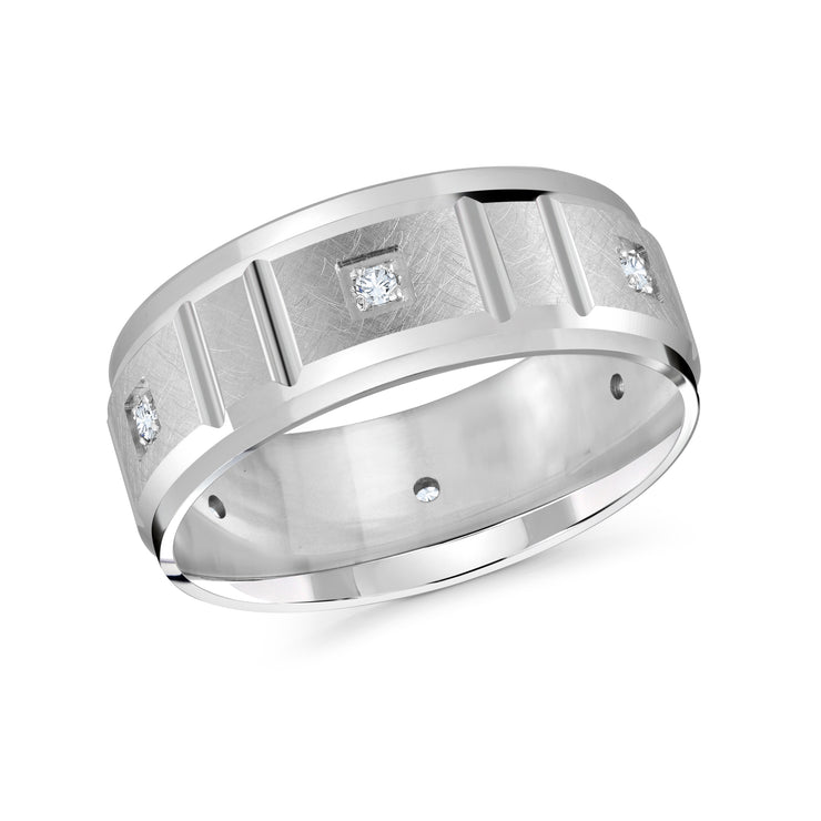 8MM Accented With Black Diamond Wedding Band