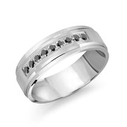 7MM Mix of brush finished and high polish edges wedding band