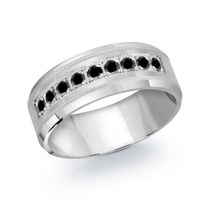 Men's Diamond Milgrain-Detail Wedding Band 8mm
