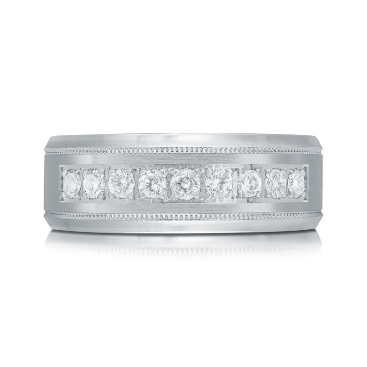 Men's Diamond Milgrain-Detail Wedding Band 8mm