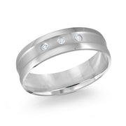 Three Bezel Set Diamond Crafted in a Brush Finish Wedding Band