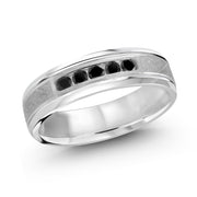 Men's 2-tone Brushed & Satin Finish Diamond Wedding Band 6mm