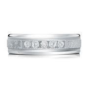 Men's 2-tone Brushed & Satin Finish Diamond Wedding Band 6mm