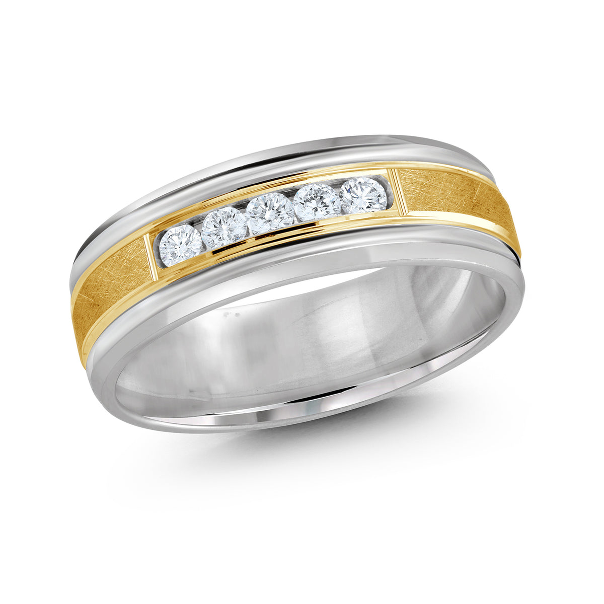 Men's 5-Diamond Center Brushed Wedding Band | Fame Diamonds