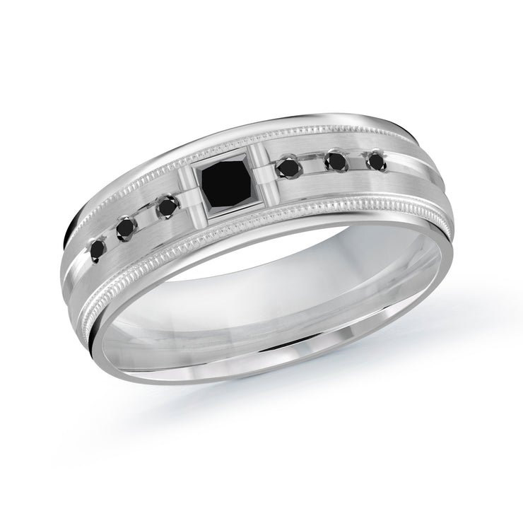 Men's Contemporary Design Diamond Wedding Band 7mm