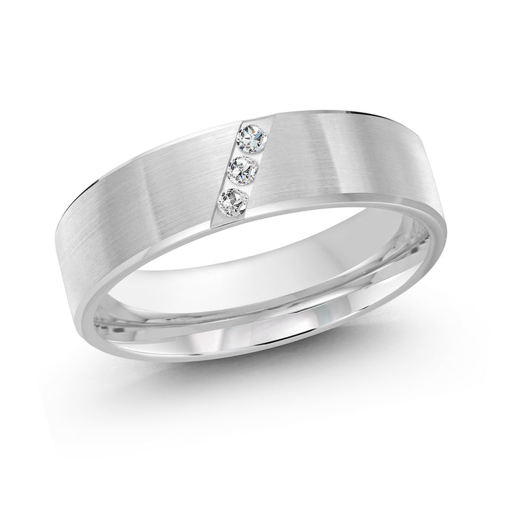 6MM Set In Slanting Row Diamond Wedding Band