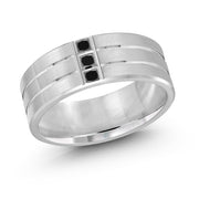 8MM Wide Three Vertical Diamond Wedding Band
