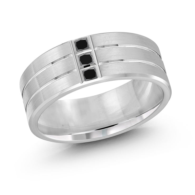 8MM Wide Three Vertical Diamond Wedding Band