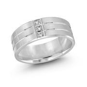 8MM Wide Three Vertical Diamond Wedding Band