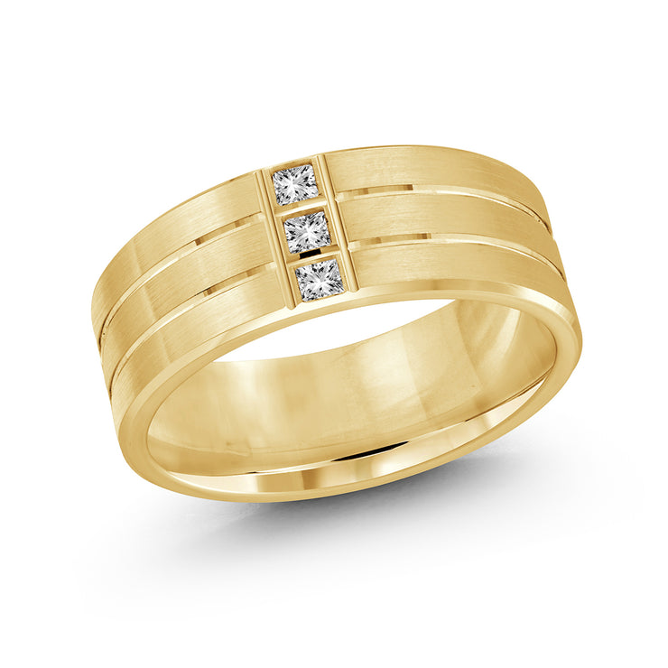 8MM Wide Three Vertical Diamond Wedding Band