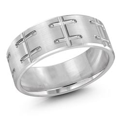 8MM Fancy Satin Polish Edges Wedding Band