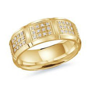 Men's White Gold Groove 4-Prong Cluster Diamond Wedding Band 8mm | Fame Diamonds