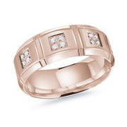 Men's White Gold Cluster Diamond Wedding Band 8mm