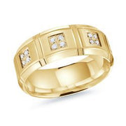 Men's White Gold Cluster Diamond Wedding Band 8mm