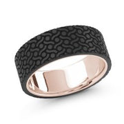 Carbon Fiber 14K White Gold Inlay Men's Ring 7 mm