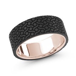 Carbon Fiber 14K White Gold Inlay Men's Ring 7 mm