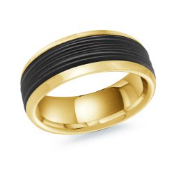 Carbon Fiber 2-Tone 14K Men's Wide Metal Band 8 mm | Fame Diamonds