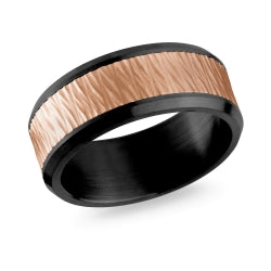 Combination of Gold and Black Zirconium Men's Wedding Band 8.5MM