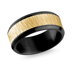 Combination of Gold and Black Zirconium Men's Wedding Band 8.5MM