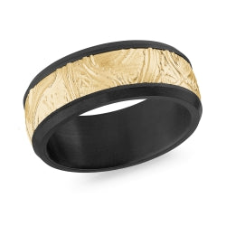14K yellow gold zirconium men's detailed band