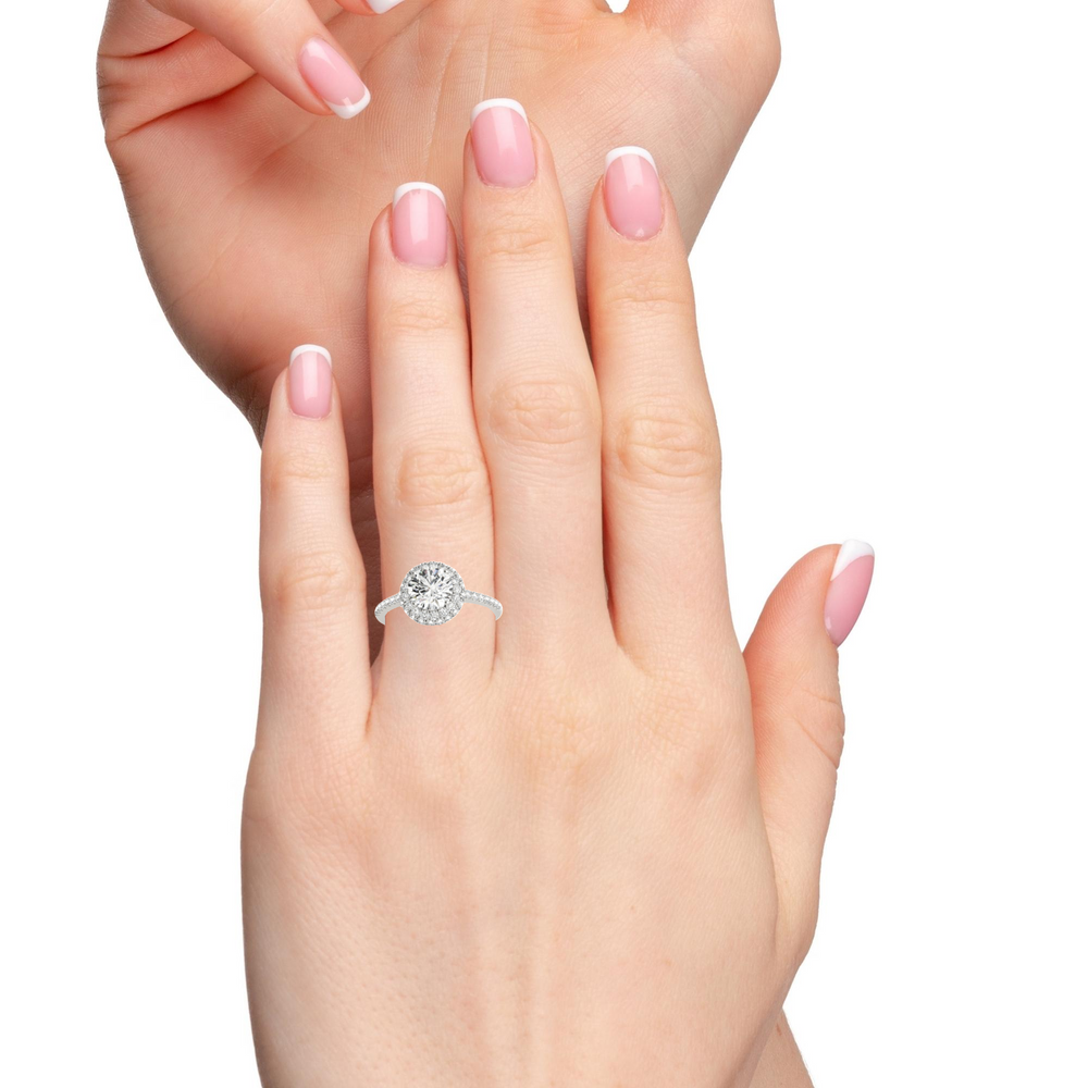 Double halo round engagement ring deals