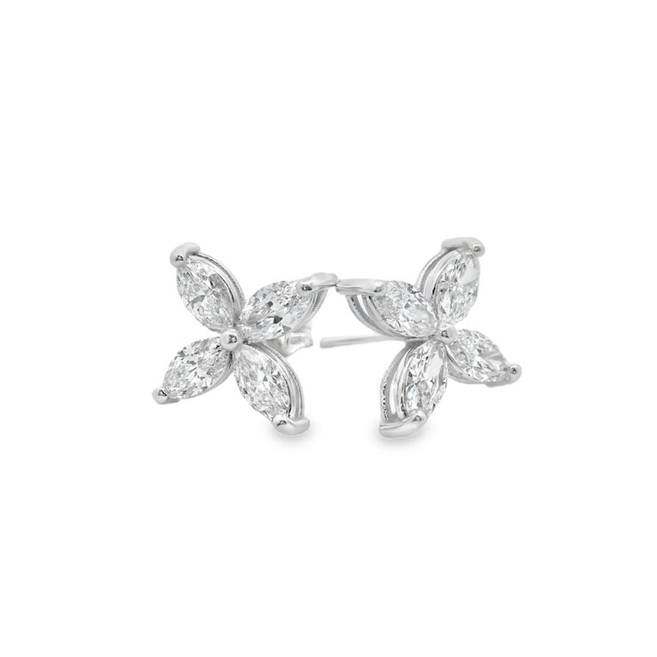 flower-shape-marquise-lab-diamond-stud-earrings-just-less-than-2-ctw-in-14k-white-gold-Fame-Diamonds