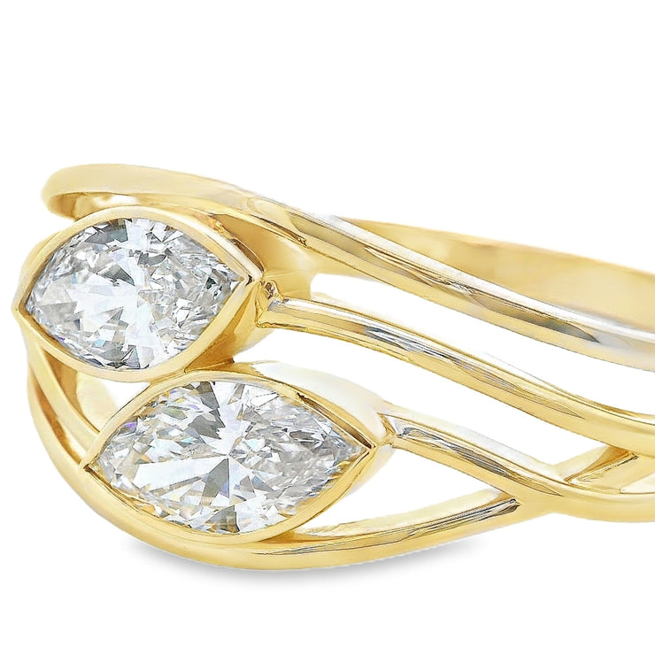 11ctw Luxury Nature inspired labgrown marquise diamond bangle 14K