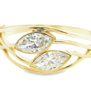 11ctw Luxury Nature inspired labgrown marquise diamond bangle 14K