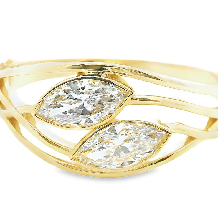 11ctw Luxury Nature inspired labgrown marquise diamond bangle 14K